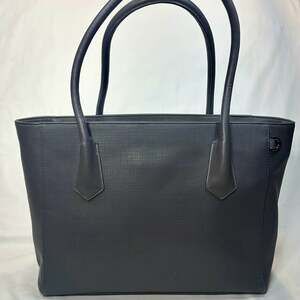 DAGNE DOVER Signature Legend Gray Graphite Coated Canvas Large Laptop Tote Bag